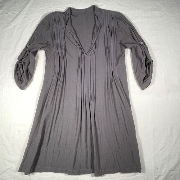 CP Shades Gray V-Neck Pleated Longline Rayon Regina Tunic Top Blouse Size XS - Picture 1 of 8